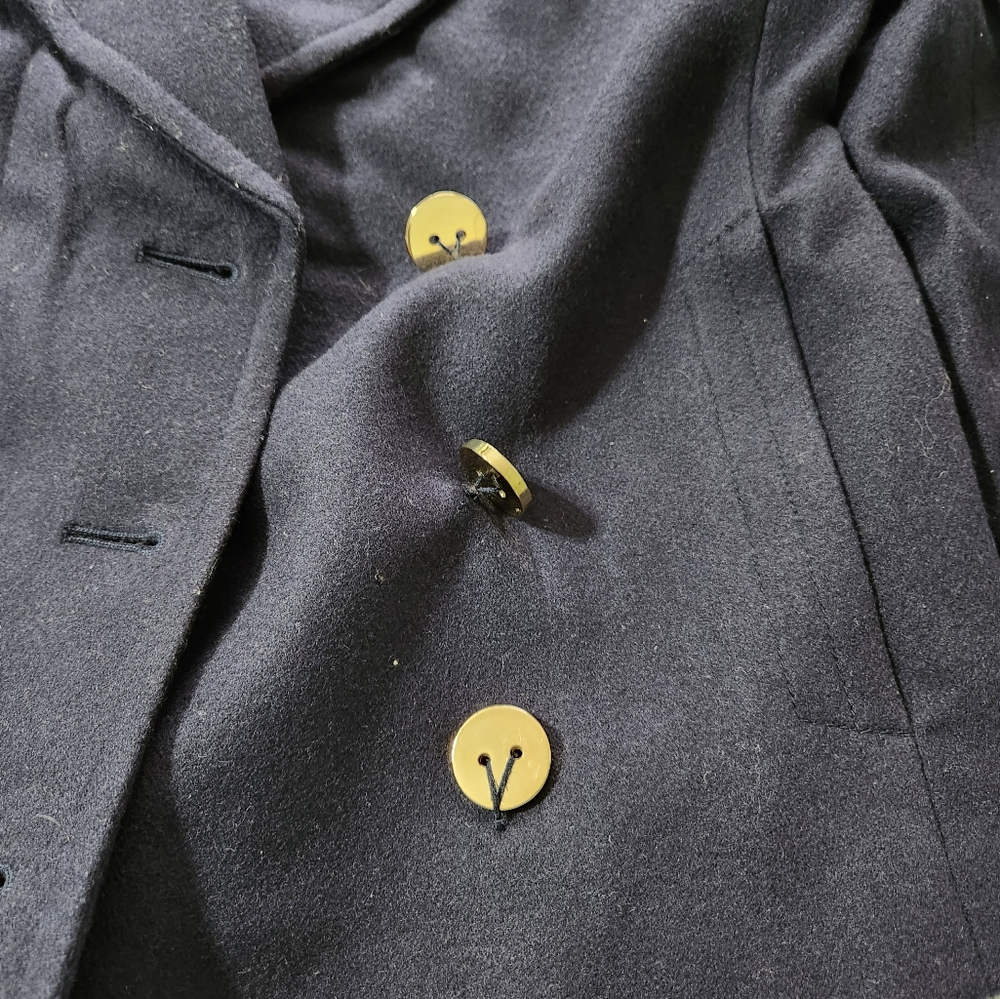 Juicy Couture Navy Button Close Wool Blend Pea Coat - Picture 5 of 6